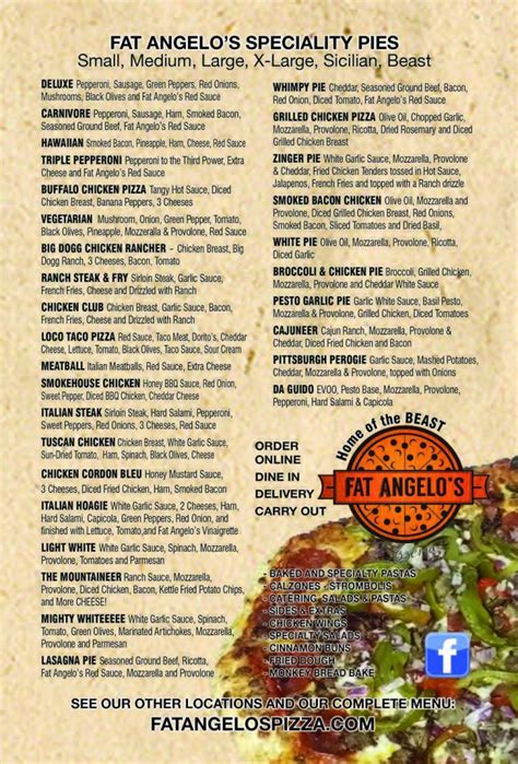 Fat Angelo’s – Morgantown's Menu Guide