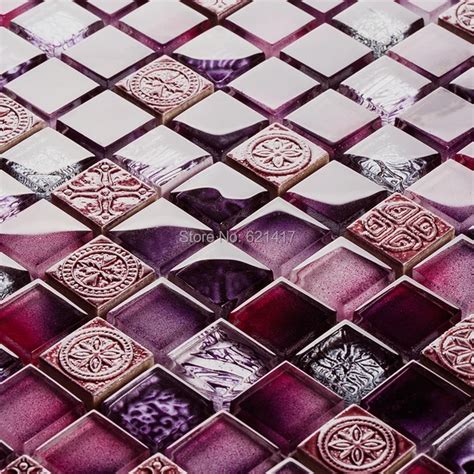 purple color glass mosaic tiles kitchen backsplash mosaic bathroom ...