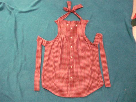 Red Plaid Apron Upcycled From A Men S Dress Shirt Via Etsy