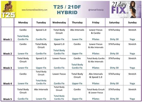 Focus T25 And 21 Day Fix Hybrid Beachbody Workout And Exercises