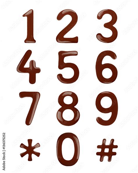 Numbers Made Of Melted Chocolate Isolated On White Background Stock