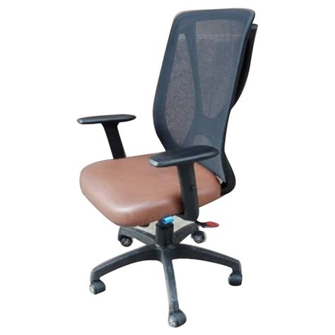 Microfiber High Back Mesh Office Revolving Chair Black And Brown At Rs