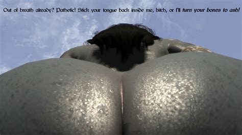 Rule 34 Ass Blue Skin Butt Dark Elf Dialogue Dunmer Elf Erzebet Erzebet Artist Facesitting