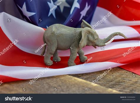 Republican Elephant American Flag On Wooden Stock Photo