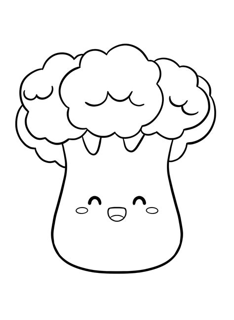 Cute Broccoli Coloring Page - Free Printable Coloring Pages