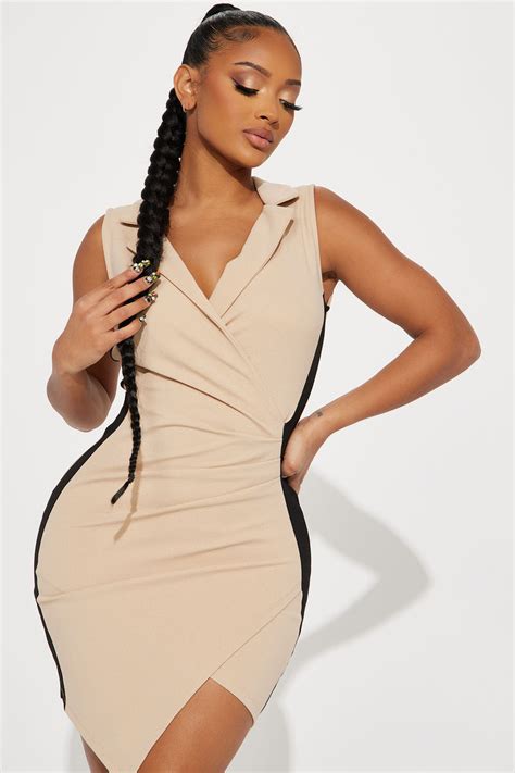 Adelita Mini Dress Taupe Combo Fashion Nova Dresses Fashion Nova