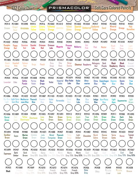 Prismacolor Colored Pencils Color Chart