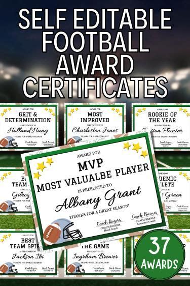 Editable Football Award Certificates Award Ceremony Certificates End