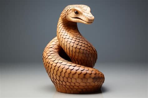 Premium AI Image | A 3D Wooden Snake Sculpture