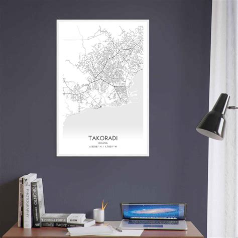 Takoradi Ghana Map Poster, Takoradi City Road Wall Art Print - Custom ...