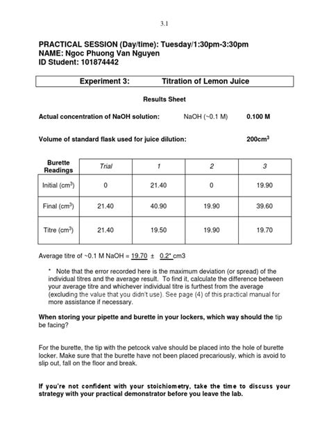 LAB Report 3 | Titration | Concentration