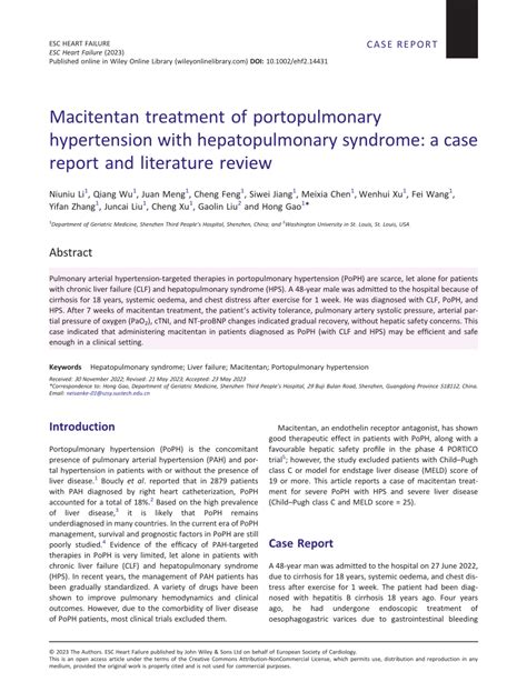 Pdf Macitentan Treatment Of Portopulmonary Hypertension With