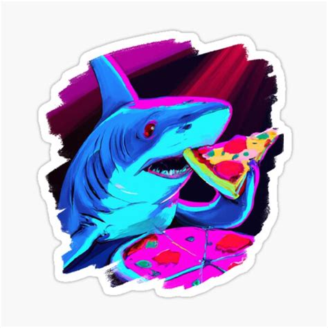 Shark Eating Pizza Funny Cool Pizza Sharks Sticker For Sale By