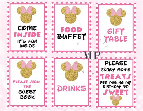 Minnie Mouse Party Signs Mama Life Printables Worksheets Library