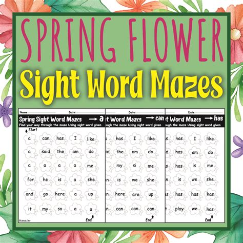 Color By Sight Word Mazes May Spring Flowers Made By Teachers