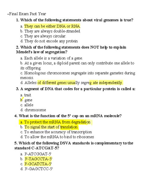 Final Exam Past Year Which Of The Following Statements About Viral