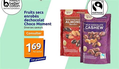 Promo Fruits Secs Enrobés De Chocolat Choco Moment chez Action