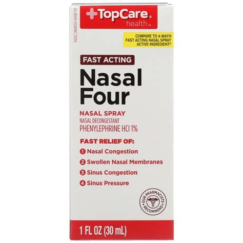 Top Care Fast Acting Nasal Four Phenylephrine Hcl 1% Nasal Decongestant Spray (1 fl oz) - Instacart