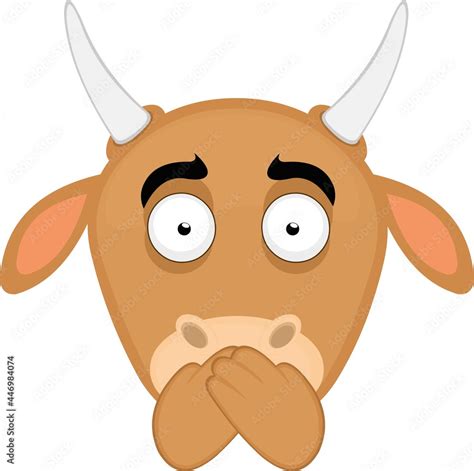 Vector Emoticon Illustration Of The Face Of A Cartoon Cow Covering Her Mouth With Her Hands