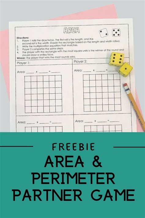 Rd Grade Area And Perimeter Activity Partner Dice Game Area And