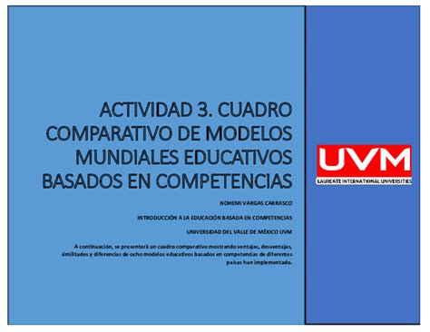 Cuadro Comparativo De Los Modelos Mundiales Basados En Competencias