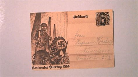 Germany Wwii ERA Propaganda Postal Card 1934 Nationaler Feiertag