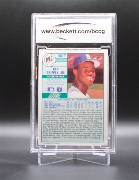 1989 Score Traded KEN GRIFFEY JR Rookie Card 100T Graded Beckett BCCG