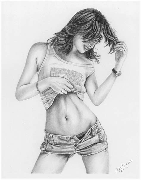 Original Pencil Drawing Sexy Girl Olgabellca Greeting Card By Olga