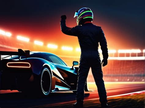 Premium Ai Image Silhouette Of Race Car Driver Celebrating The Win In