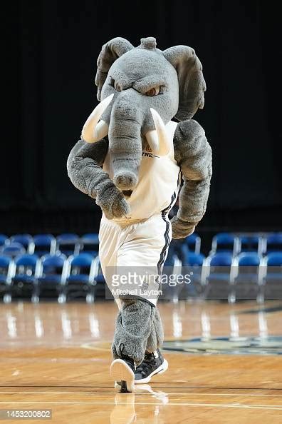 The Purdue Fort Wayne Mastodons mascot on the floor during the... News ...