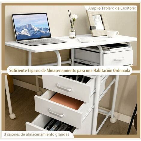 Costway Escritorio Plegable Para Ordenador Escritorio Con Cajones