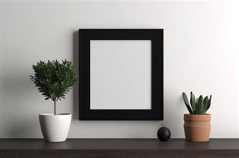 Premium AI Image | A picture frame with a plant on it and a plant on the wall.