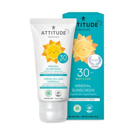 Attitude Natural Care Hypoallergenic Mineral Sunscreen Spf 30