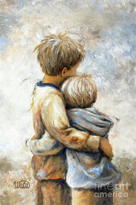 Two Brothers Hugging Blondest Painting by Vickie Wade - Pixels