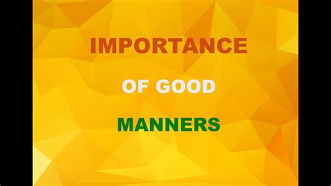 Importance Of Good Mannersspeechmaster Youtuber Youtube