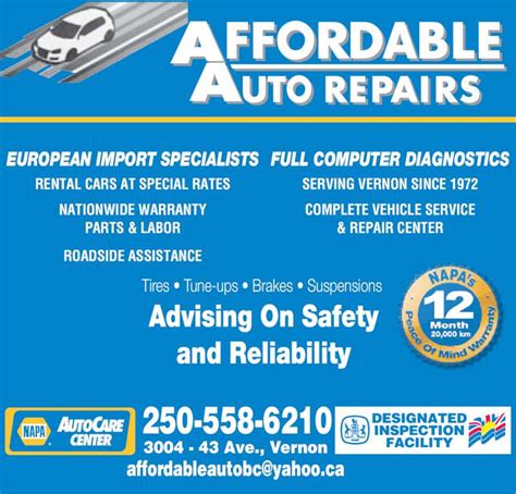 Affordable Auto Repairs Opening Hours 3004 43 Ave Vernon Bc