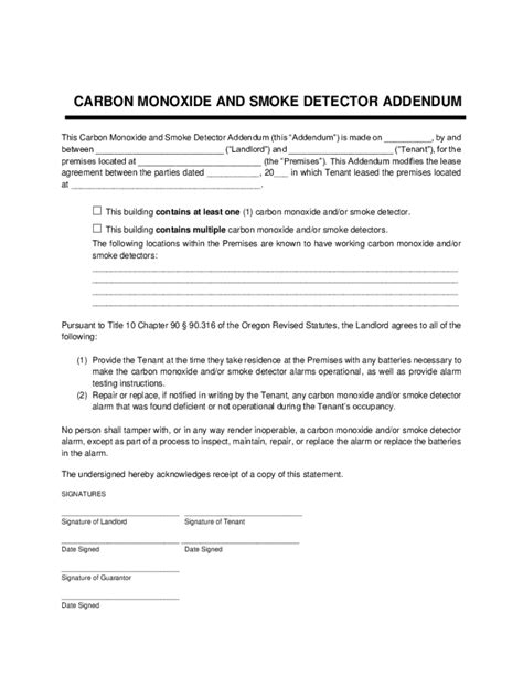 Fillable Online Carbon Monoxide And Smoke Detector Addendum Fax Email Print Pdffiller