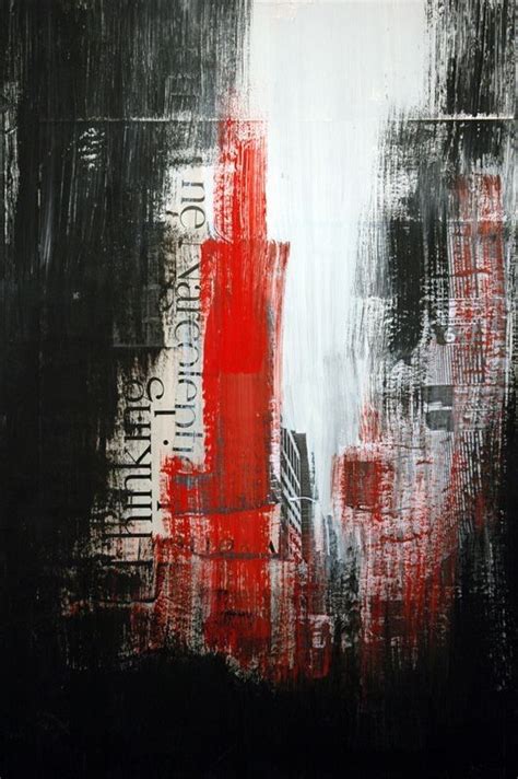 Abstract Black, White, and Red Painting