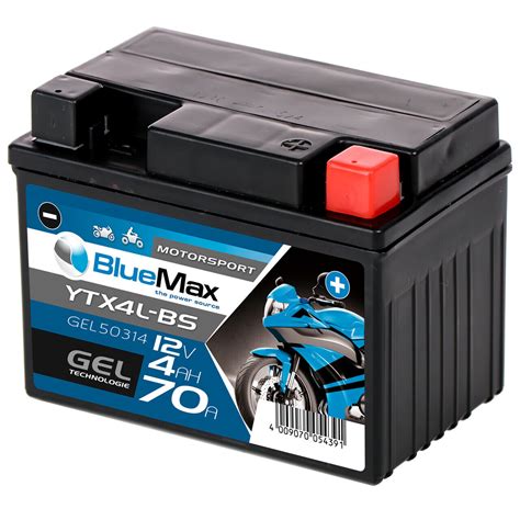 BlueMax CTX4L BS Motorradbatterie GEL 12V 4Ah YTX4L BS Roller Batterie