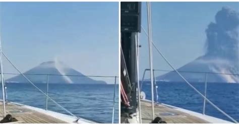 Stromboli L Esplosione Del Vulcano Ripresa In Diretta Dalla Barca Oh