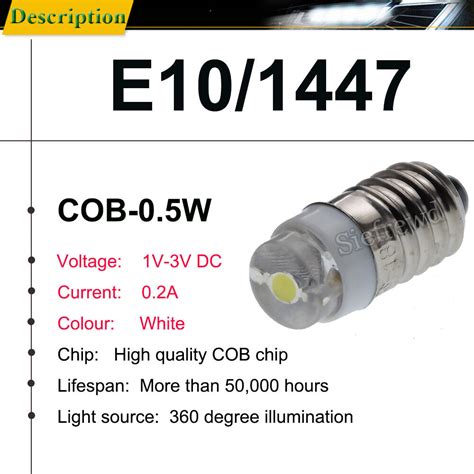 E10 05w Schraubsockel Led Birne 12v 15v 22v 25v 3v Dc Weiß Licht Lampe Ebay