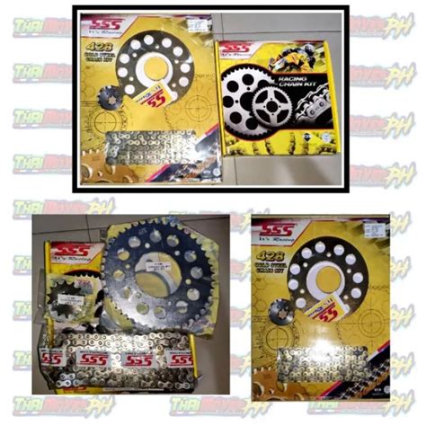 Sss Steel Chain Set For Raider 150 Carb Fi Sniper 150 And Wave 125 Xrm 428 Gold And Silver