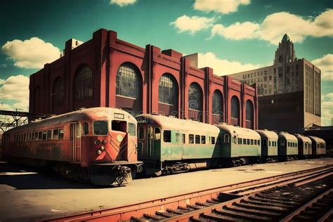 Nyc Old Outdated Subway Cars In A Metro Depot In Daytime Neural