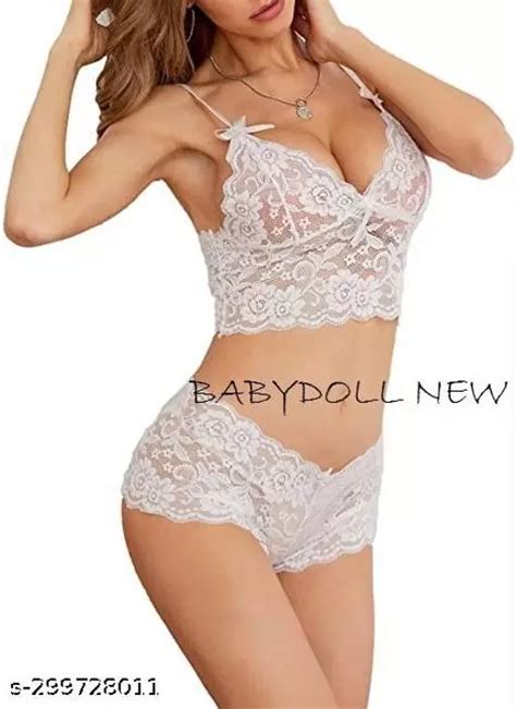 Mk Stylish Sexy Sheer Floral Lace Pajamas Lingerie Set High Waist