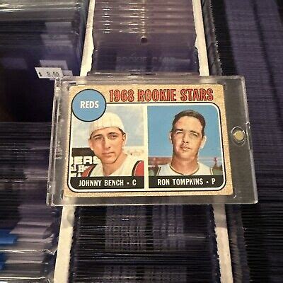 Topps Johnny Bench Rookie Card W Ron Tompkins Crease Ebay