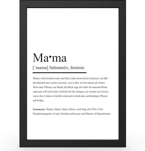 Amazon De Urhome DIN A4 Kunstdruck Definition Mama Inkl Rahmen