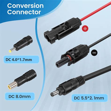 Acsergery Solar Panel Cable To Dc Adapter Cable Solar Plug And Socket To Dc 8mm Converter 1