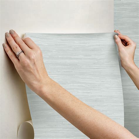 Sss6012 Whisper Blue Classic Faux Grasscloth Peel And Stick Wallpaper By Society Social X