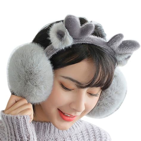 Nicola Faux Fur Winter Earmuffs For Women Antlers Earwarmer Elk Deer Ear Muff Earmuffs Girls