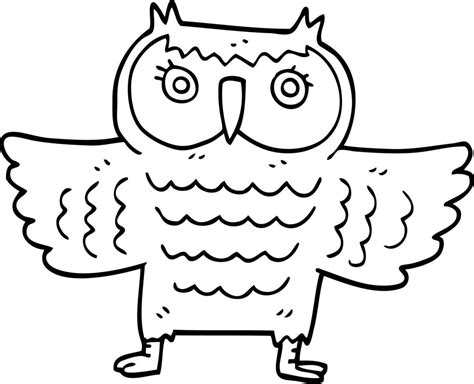 line drawing cartoon wise old owl 12210415 Vector Art at Vecteezy